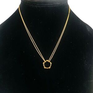 NWT Tory Burch Gold Miller Stud Circle Pendant Necklace $198
